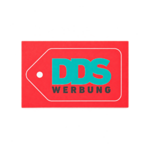 Aufkleber mit farbigem DDS Werbung Logo